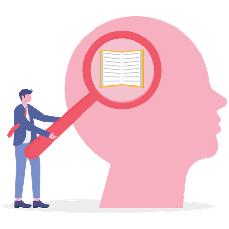 Businessman working on knowledge development  Illustration