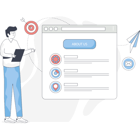 Businessman working on landing page  Illustration