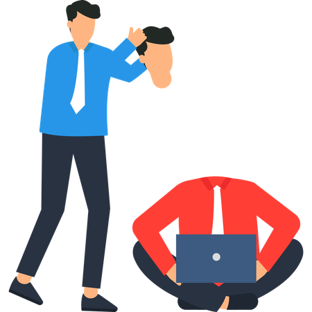 Businessman working on laptop  Illustration