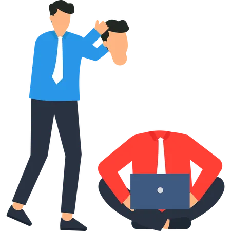 Businessman working on laptop  Illustration