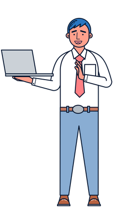 Businessman working on laptop Illustration