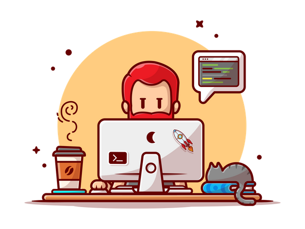 Businessman working on laptop Illustration