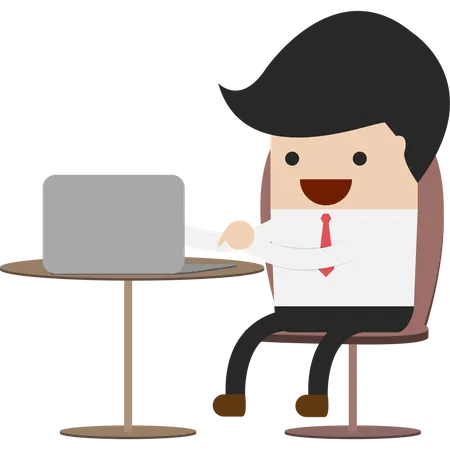 Businessman working on laptop  Illustration