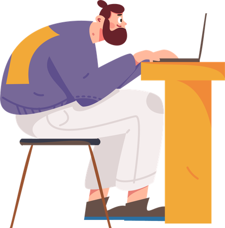 Businessman working on laptop  Illustration