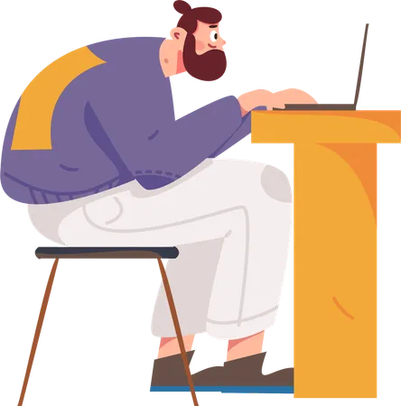 Businessman working on laptop  Illustration