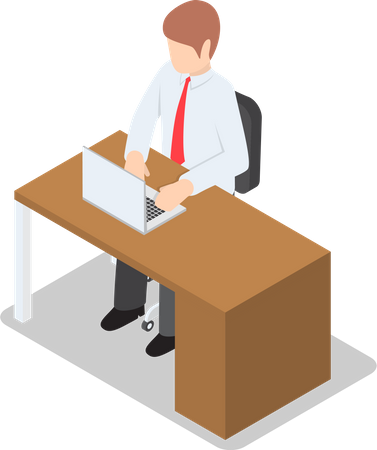 Businessman working on laptop  Illustration