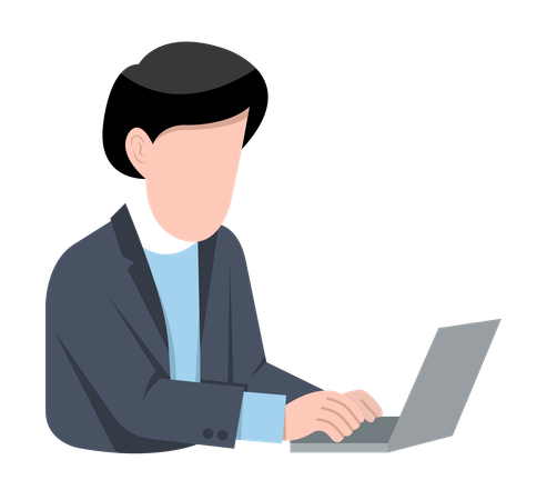 Businessman working on laptop  Illustration