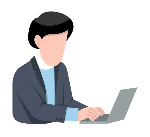 Businessman working on laptop  Illustration