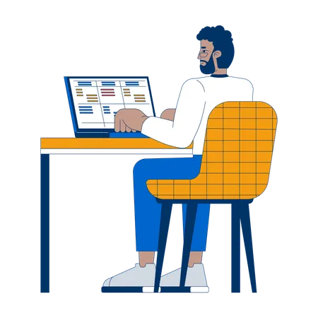 Businessman working on laptop  Illustration