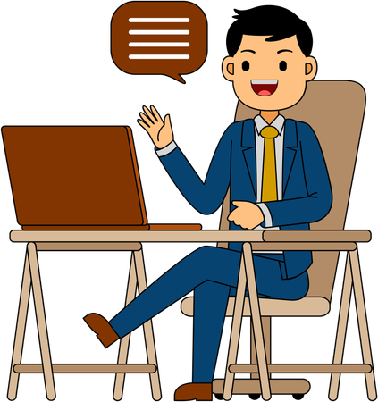 Businessman working on laptop  Illustration