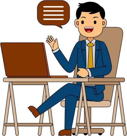 Businessman working on laptop  Illustration