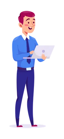 Businessman working on laptop  Illustration