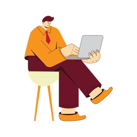 Businessman working on laptop  Illustration