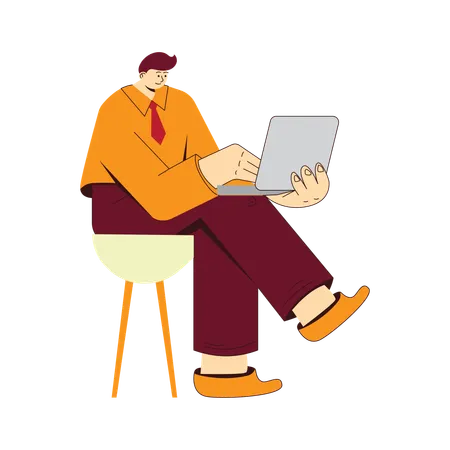 Businessman working on laptop  Illustration