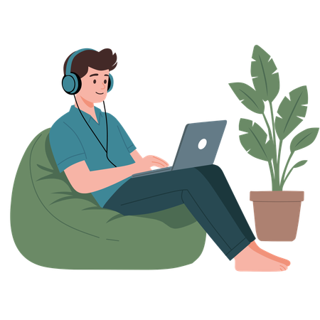 Businessman working on laptop  Illustration
