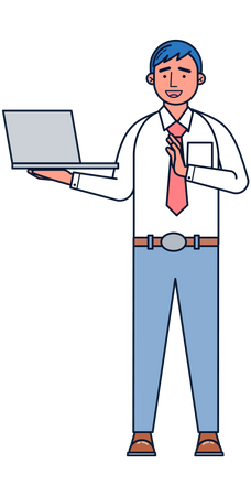 Businessman working on laptop  Illustration