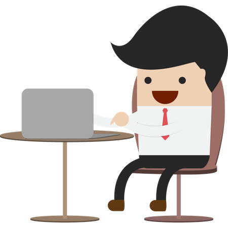 Businessman working on laptop  Illustration