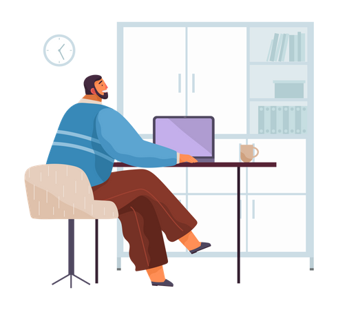 Businessman working on laptop  Illustration