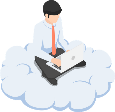 Businessman working on laptop  Illustration