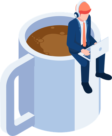 Businessman working on laptop  Illustration