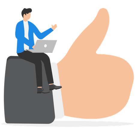 Businessman working on laptop  Illustration