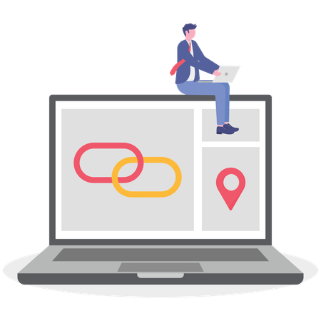 Businessman working on link building  Illustration