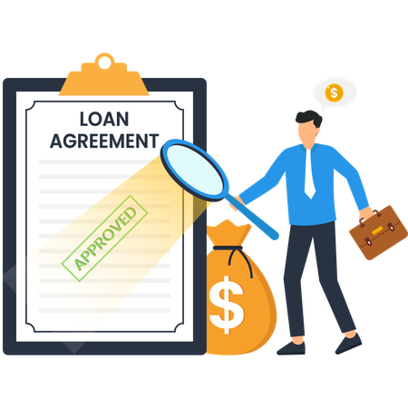 Businessman working on loan agreement  Illustration