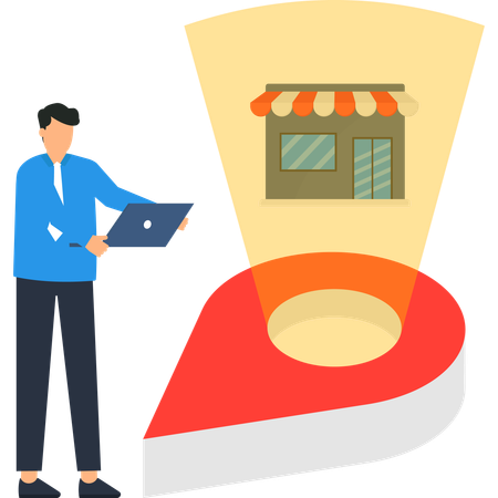 Businessman working on Local Business Marketing Strategy  Illustration