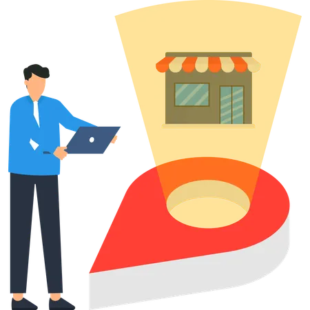 Businessman working on Local Business Marketing Strategy  Illustration