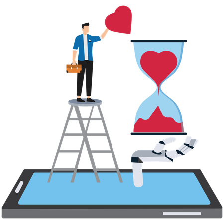 Businessman working on love timing  Illustration