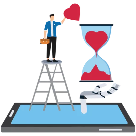 Businessman working on love timing  Illustration