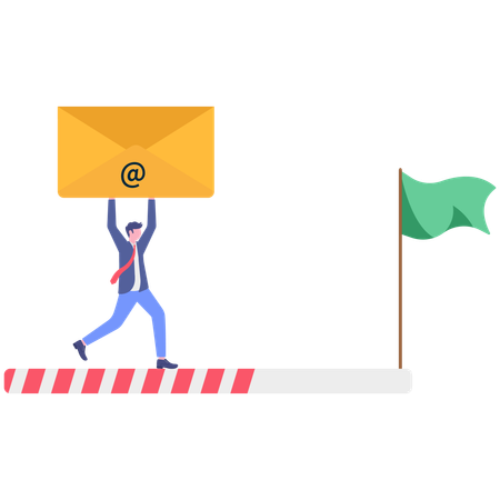 Businessman working on mail progress  Illustration