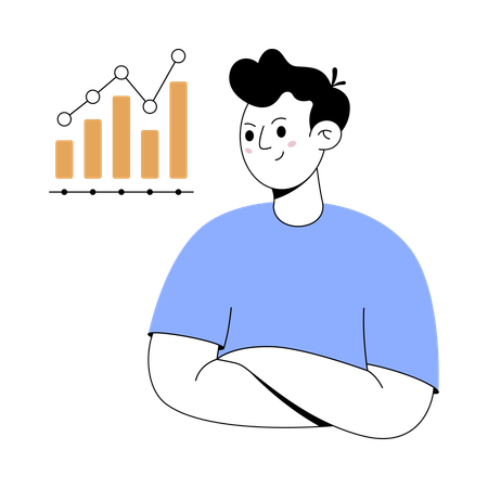 Businessman working on market analysis  Illustration