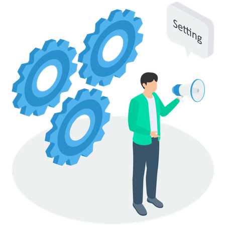 Businessman working on Market configuration  Illustration