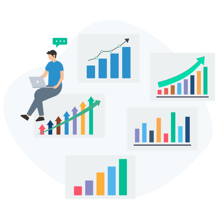 Businessman working on market graph  Illustration