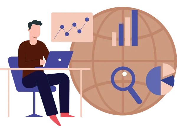 Businessman working on market research  Illustration