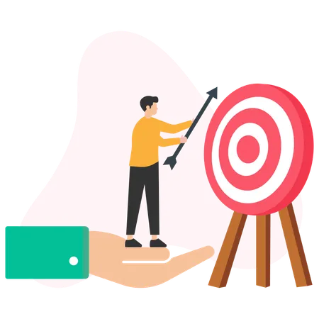 Businessman working on market target  Illustration