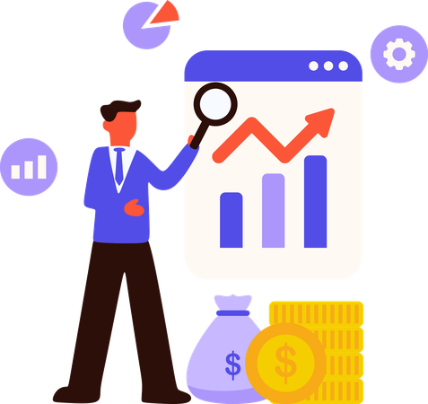 Businessman working on market volatility  Illustration