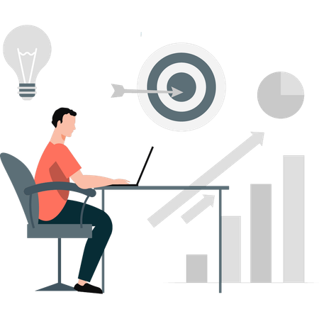 Businessman working on marketing graph  Illustration