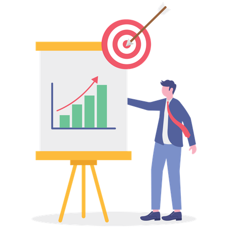 Businessman working on marketing plan  Illustration