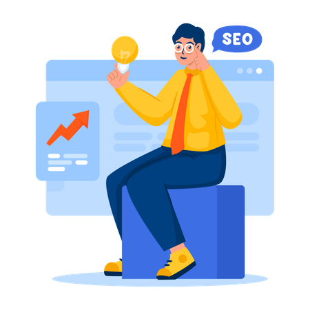 Businessman working on marketing solution ideas  Illustration