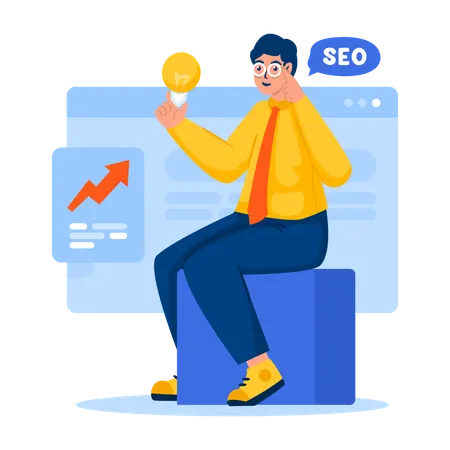 Businessman working on marketing solution ideas  Illustration