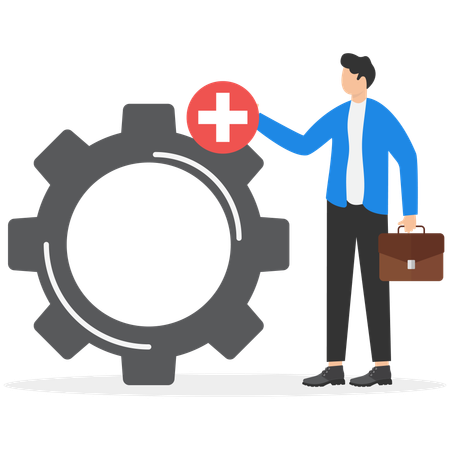 Businessman working on medical management  Illustration