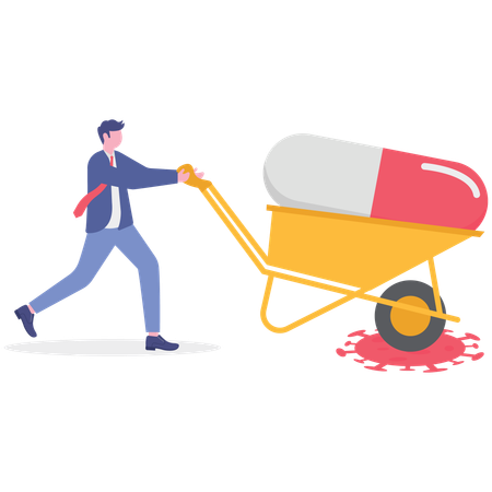 Businessman working on medical vaccine  Illustration