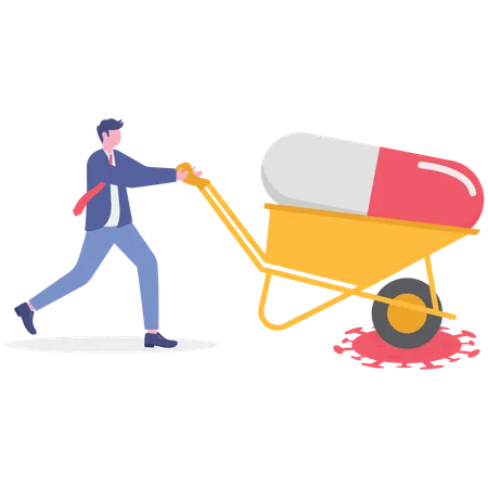 Businessman working on medical vaccine  Illustration