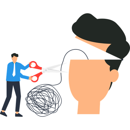Businessman working on Mental Health  Illustration