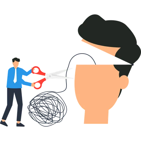 Businessman working on Mental Health  Illustration
