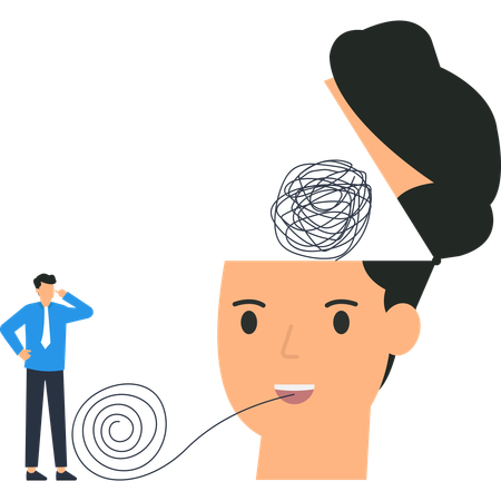 Businessman working on Mental Health  Illustration