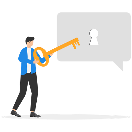 Businessman working on mobile security  Illustration