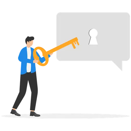 Businessman working on mobile security  Illustration